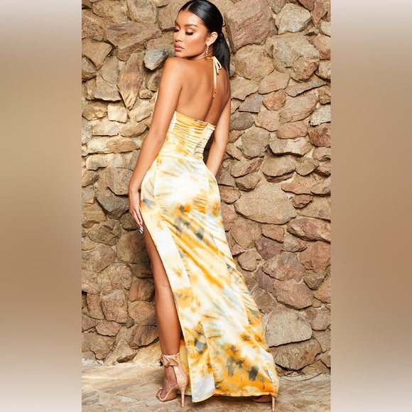PrettyLittleThing; Tie Dye; Cowl Neck Maxi Dress; Size 4 - Picture 3 of 3